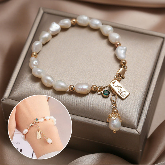 Bracelet Élégant en Perles & Zirconium