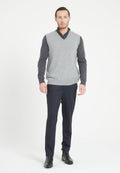 Pull col V sans manches homme en cachemire gris clair - LUKE 9